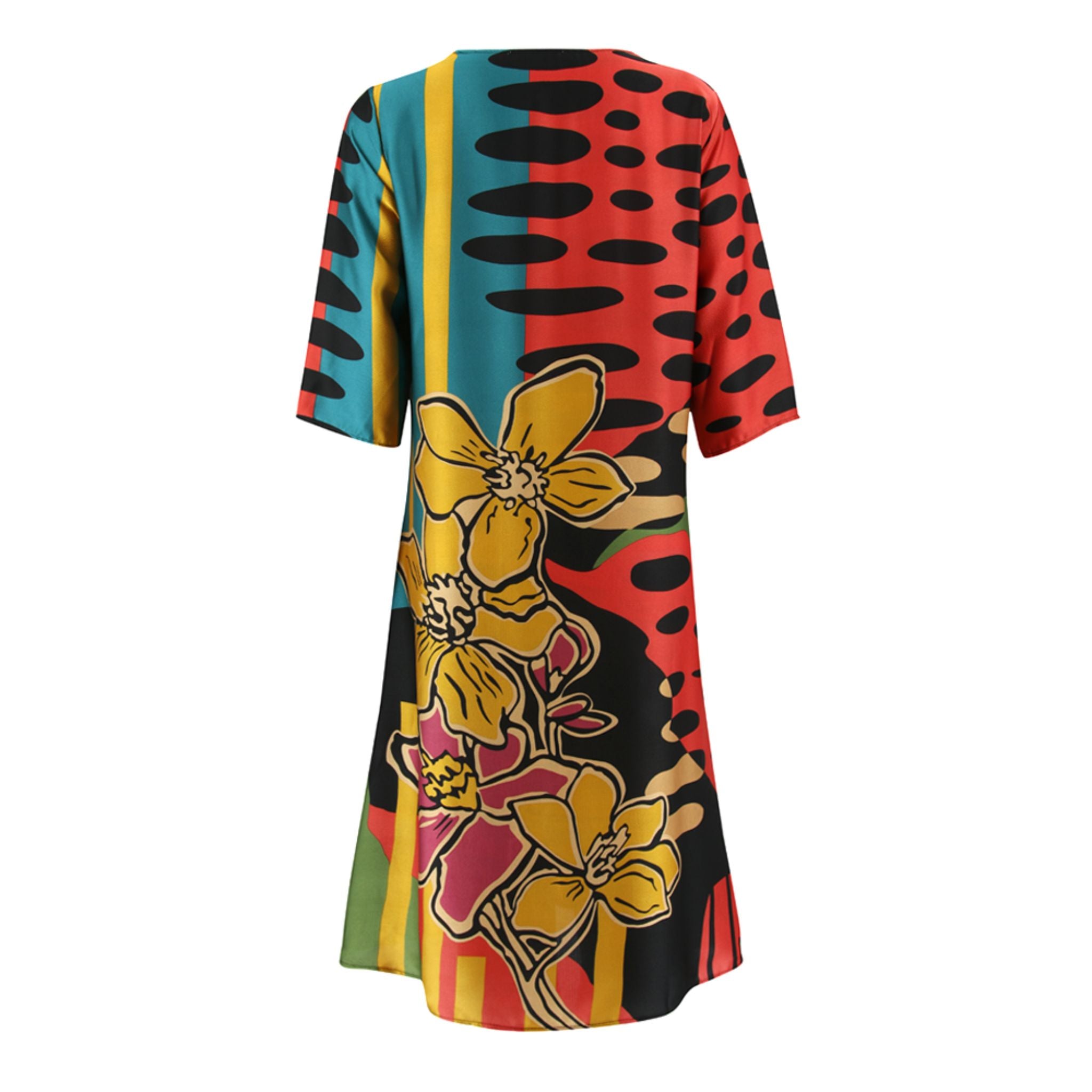 Runway Floral Print Dress - Orange