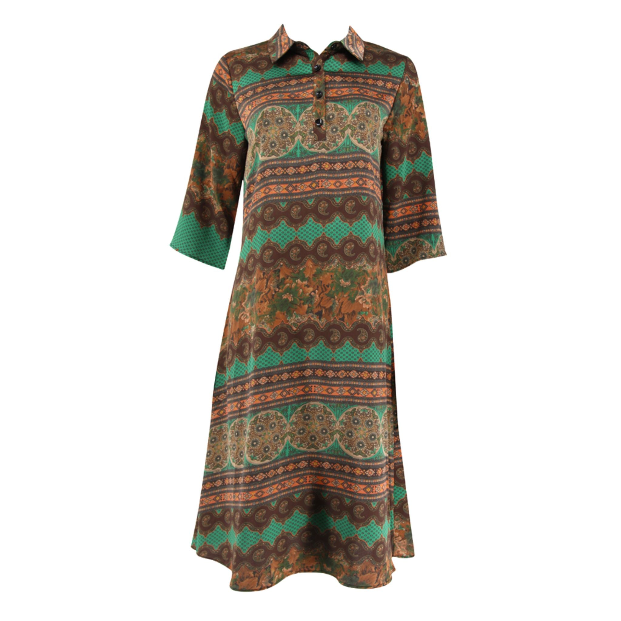 Runway Printed Dress - Green