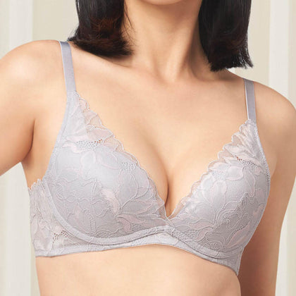 Triumph Magnolia Lace Non Wired Push Up Deep V Bra Feather