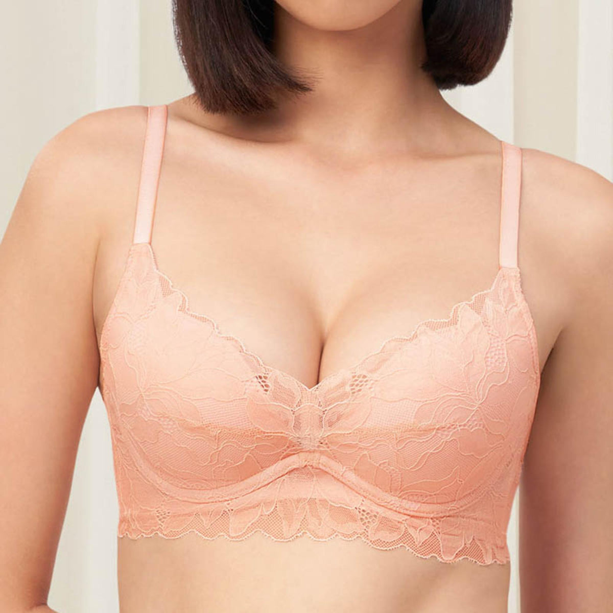 Artisan Lace Deep V Wired Push Up Bra 01 in Platino
