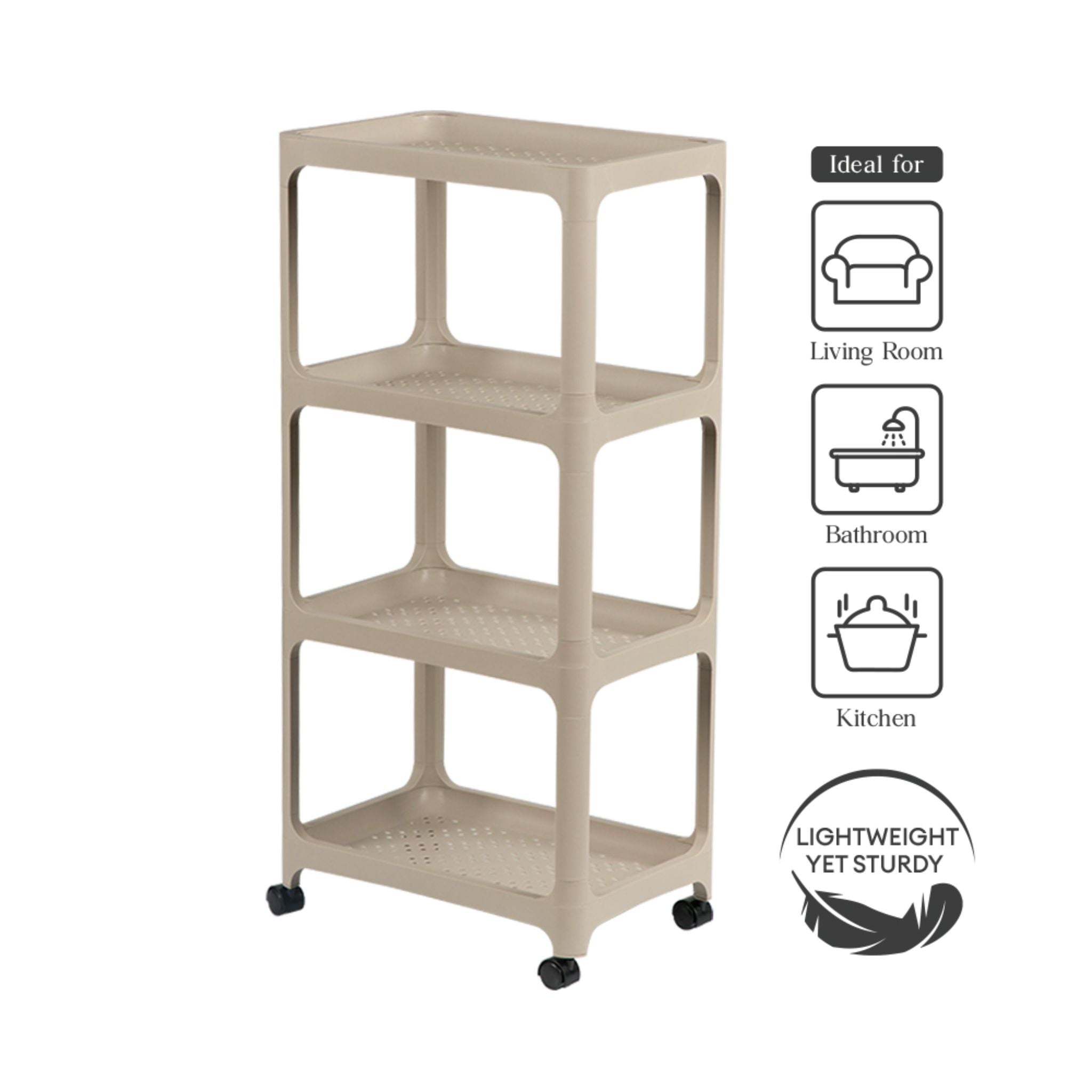 Smart Living 4-Tier Organiser Trolley - Brown (170001-1992-1194-BROWN)