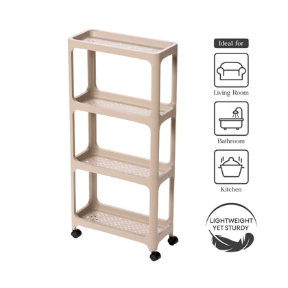 Smart Living 4-Tier Slim Trolley - Brown (170002-800-BROWN)