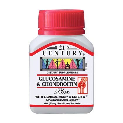 21ST CENTURY Glucosamine & Chondroitin Plus With Lignisul MSM & Vitamin C 60 Tablets