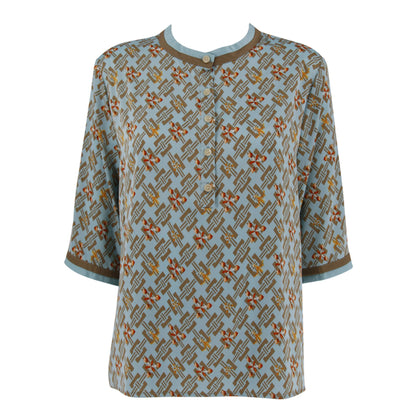 Runway Printed Blouse - Light Blue