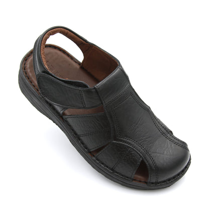 BRUNO CO. Leather Men's Sandals- DAMIEN Black