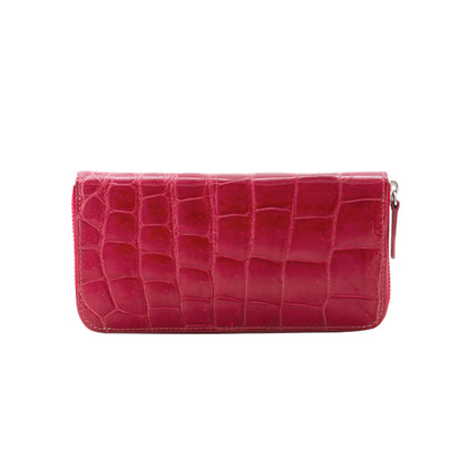 SANCHŌ Genuine Crocodile Leather Zip-Around Long Wallet - Hibiscus