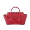 SANCHO Genuine Crocodile Leather Top Handle Tote with Detachable Long Shoulder Bag - Hibiscus