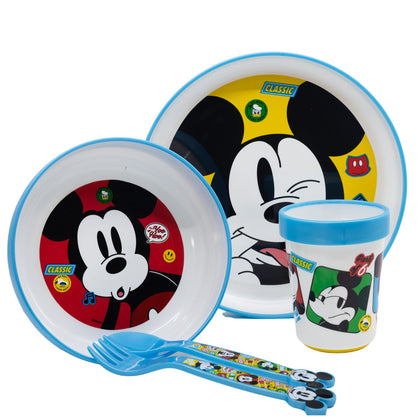 Disney Mickey 5 Pcs Non Slip Bicolor Premium Children's Tableware Set (39MM219)