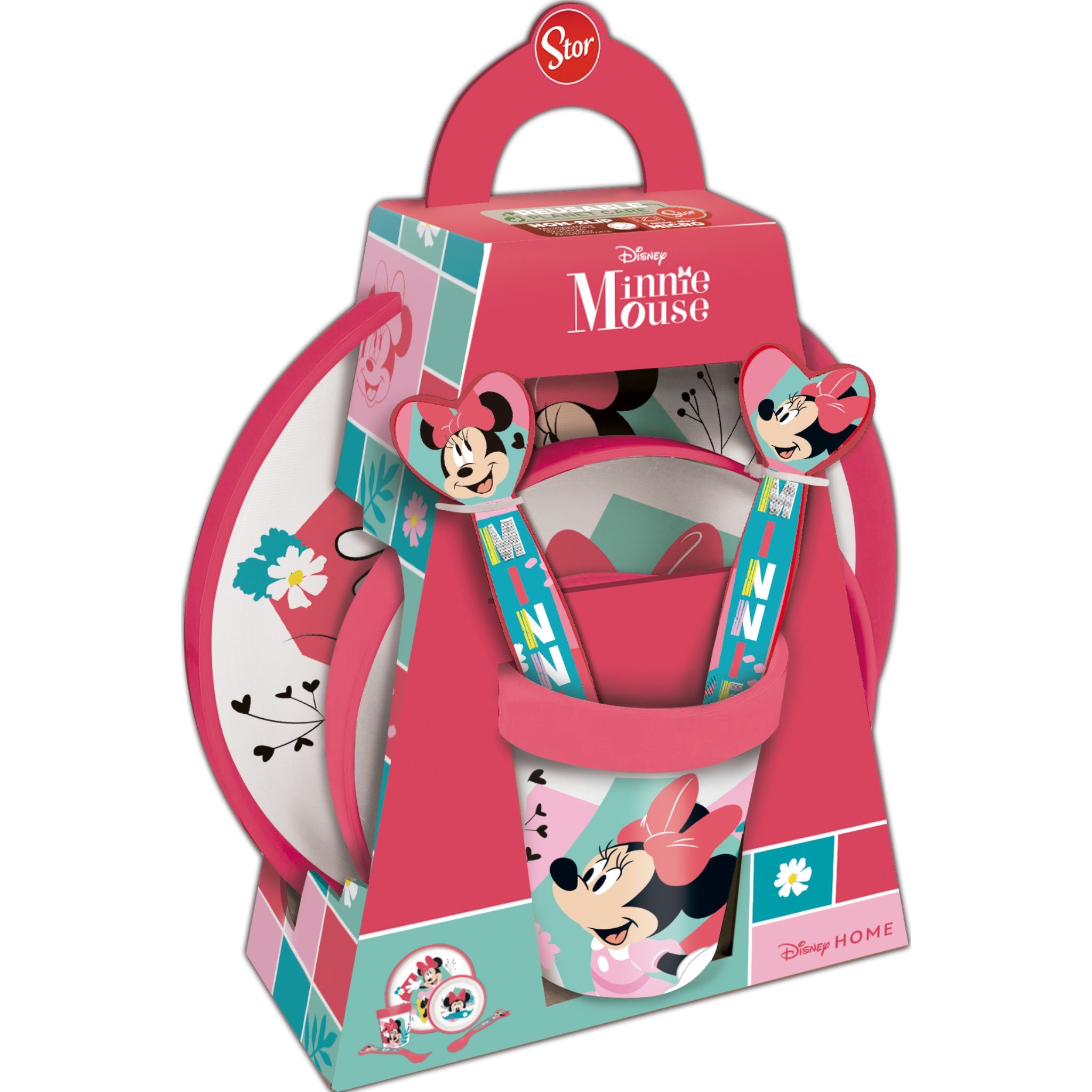 Disney Minnie 5 Pcs Non Slip Bicolor Premium Children's Tableware Set (39MM220)