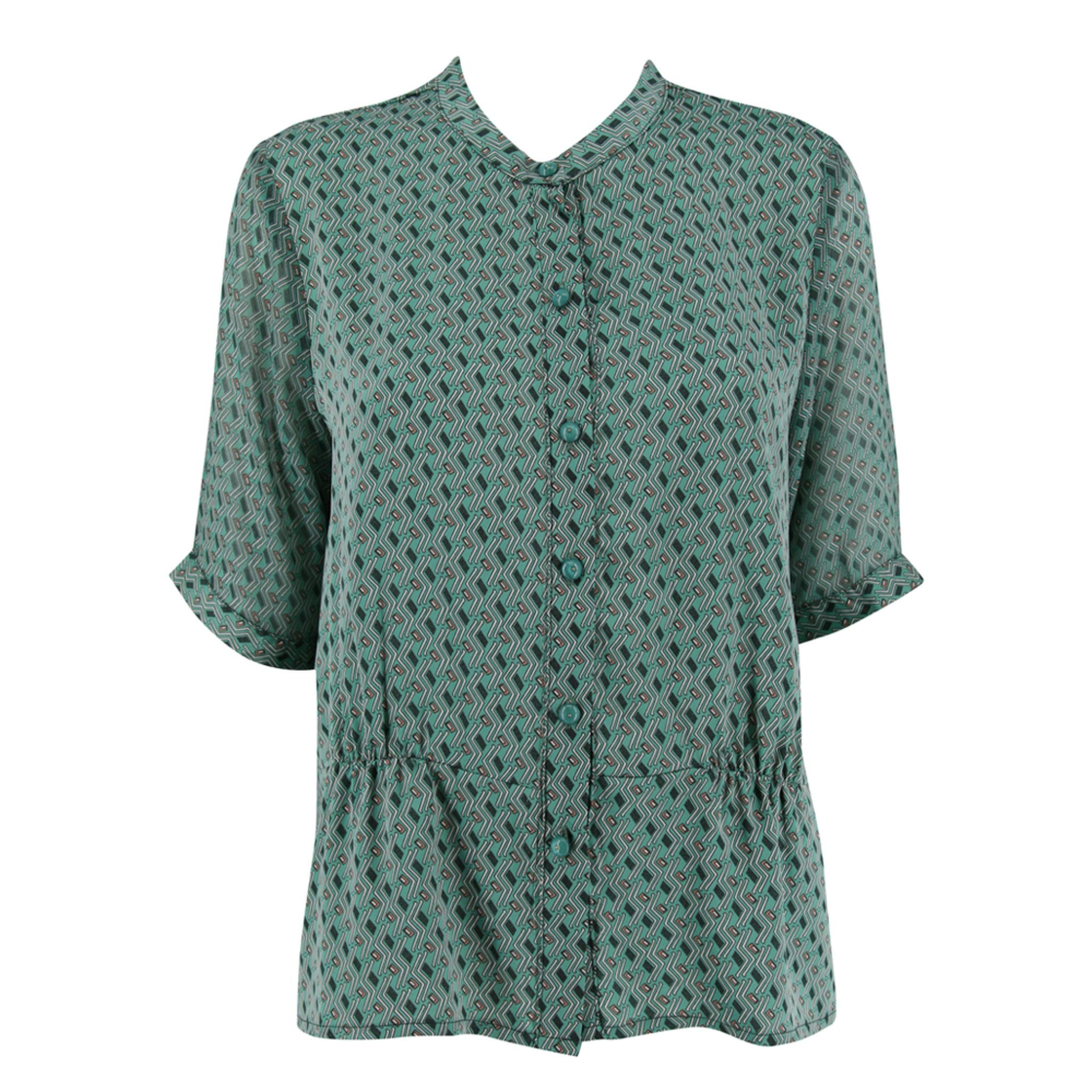 Runway Printed Blouse - Green