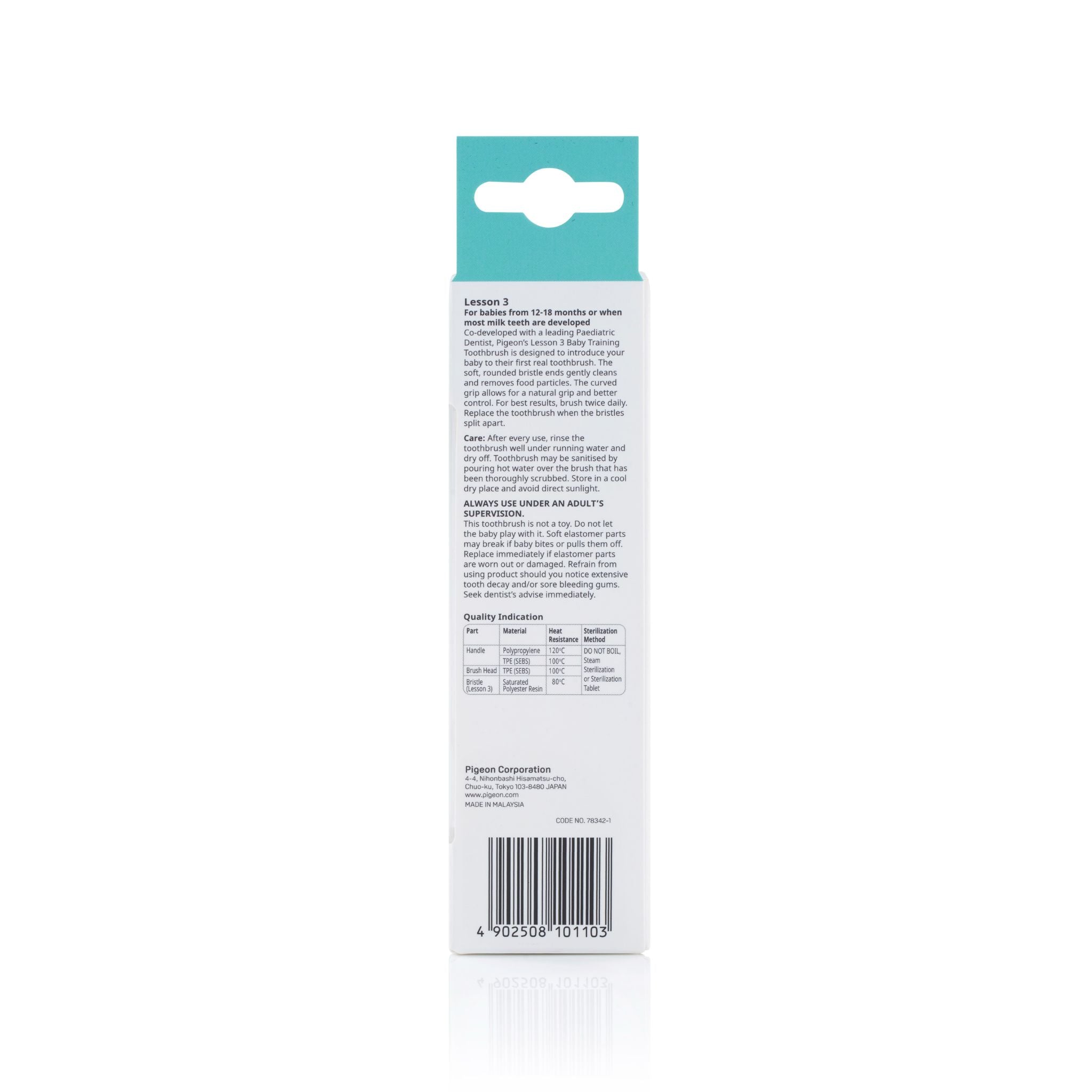 Pigeon Baby Training Toothbrush Lesson 3 (12-18 months) - Green
