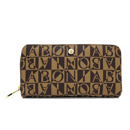 Bonia Monogram Long Zipper Wallet-Brown