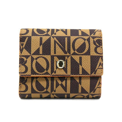 Bonia Monogram Short 3-Fold Wallet-Brown