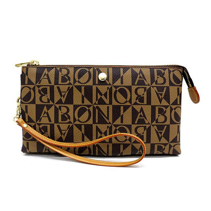 Bonia Monogram Zipper Pouch-Brown