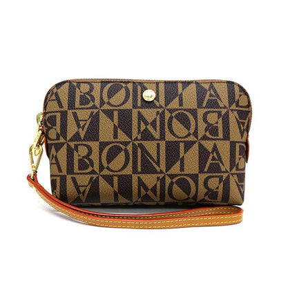 Bonia Monogram Zipper Pouch-Brown