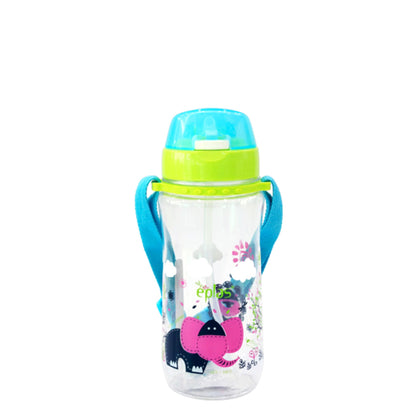 Eplas Kids' Bottle with Push Button, Straw & Removable Strap (EGB-580ml) - Blue