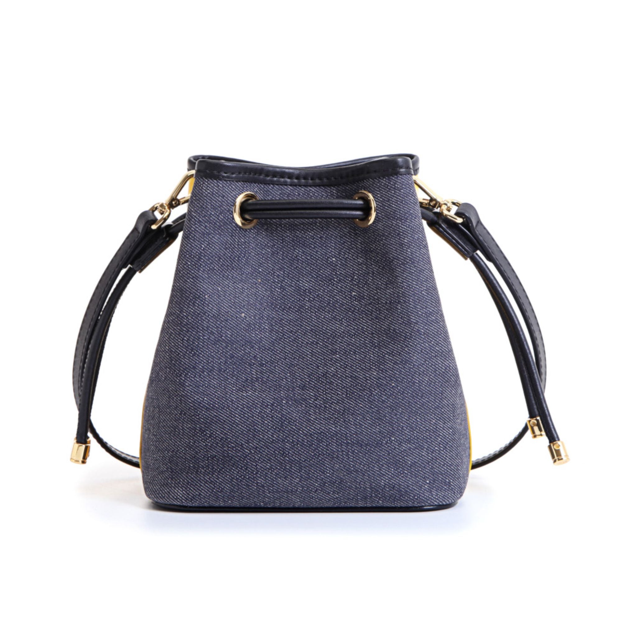 FION Minions Denim with Leather Shoulder Bag - Yellow / Black