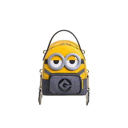 FION Minions Jacquard with Leather Backpack (Medium) - Yellow / Dark Blue