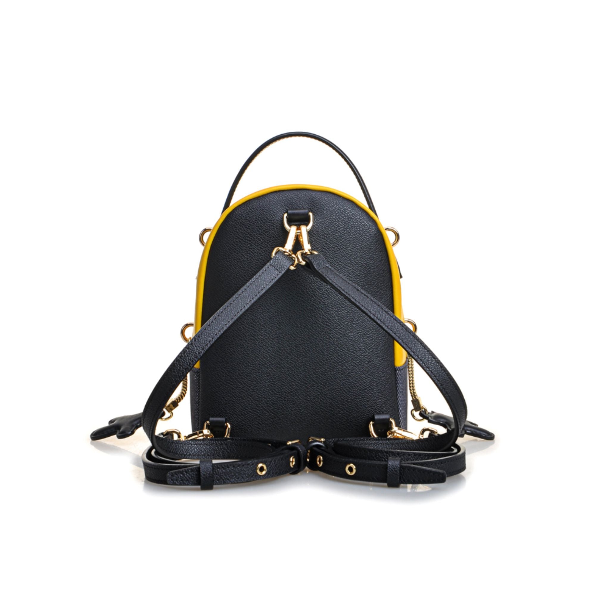 FION Minions Jacquard with Leather Backpack (Medium) - Yellow / Dark Blue