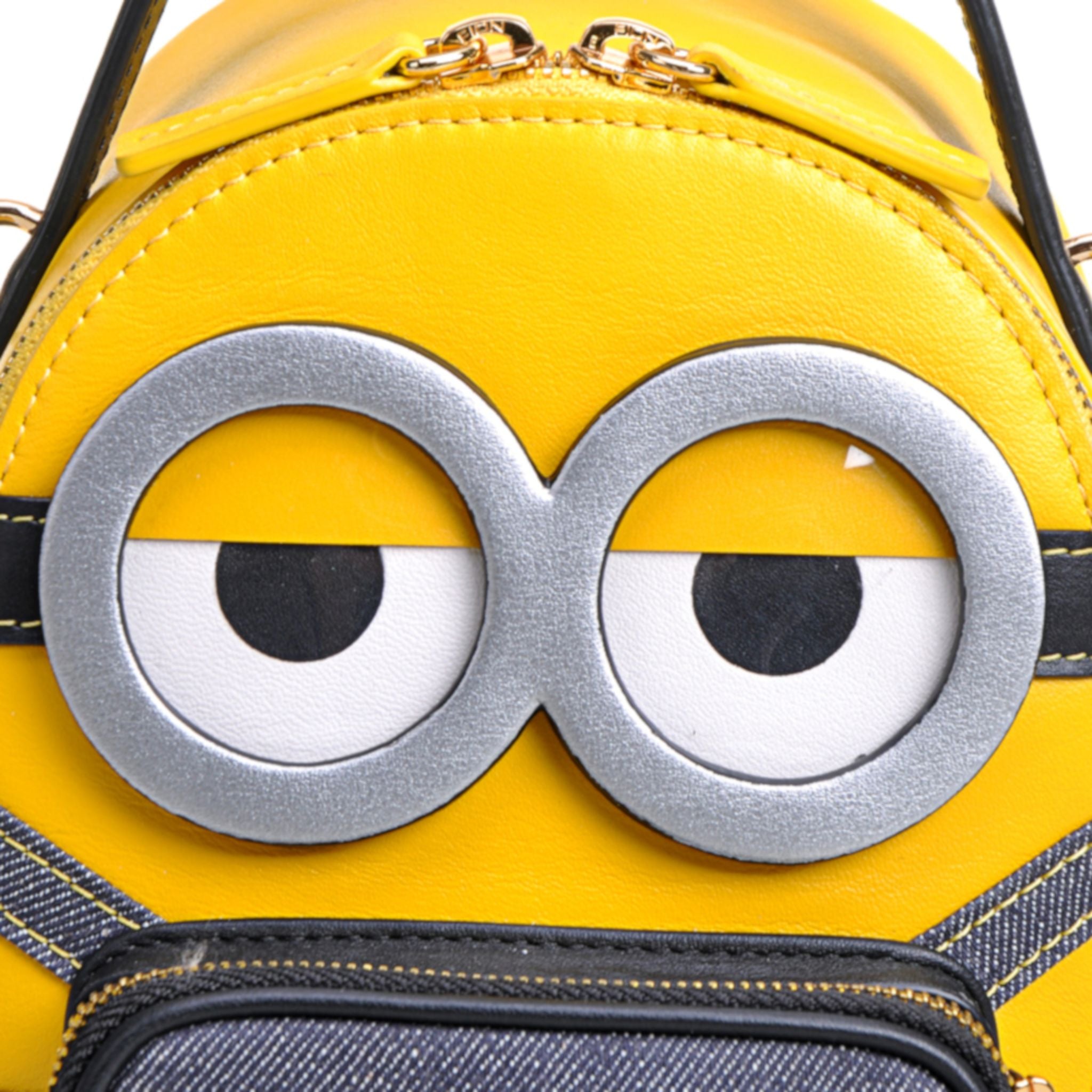 FION Minions Jacquard with Leather Backpack (Medium) - Yellow / Dark Blue