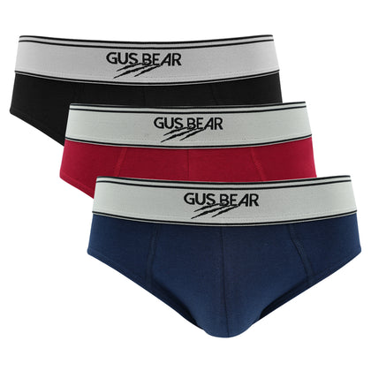 GUS BEAR Cotton Briefs (3-pc-pack) - Navy/Red/Black