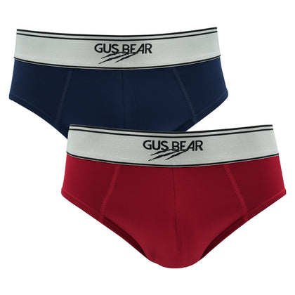 (Bundle of 2) GUS BEAR Microfiber Pro-fit Hipster Briefs (2-pc-pack) - Navy/Red