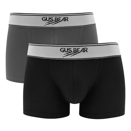 GUS BEAR Cotton Trunks (2-pc pack) - Black/Grey