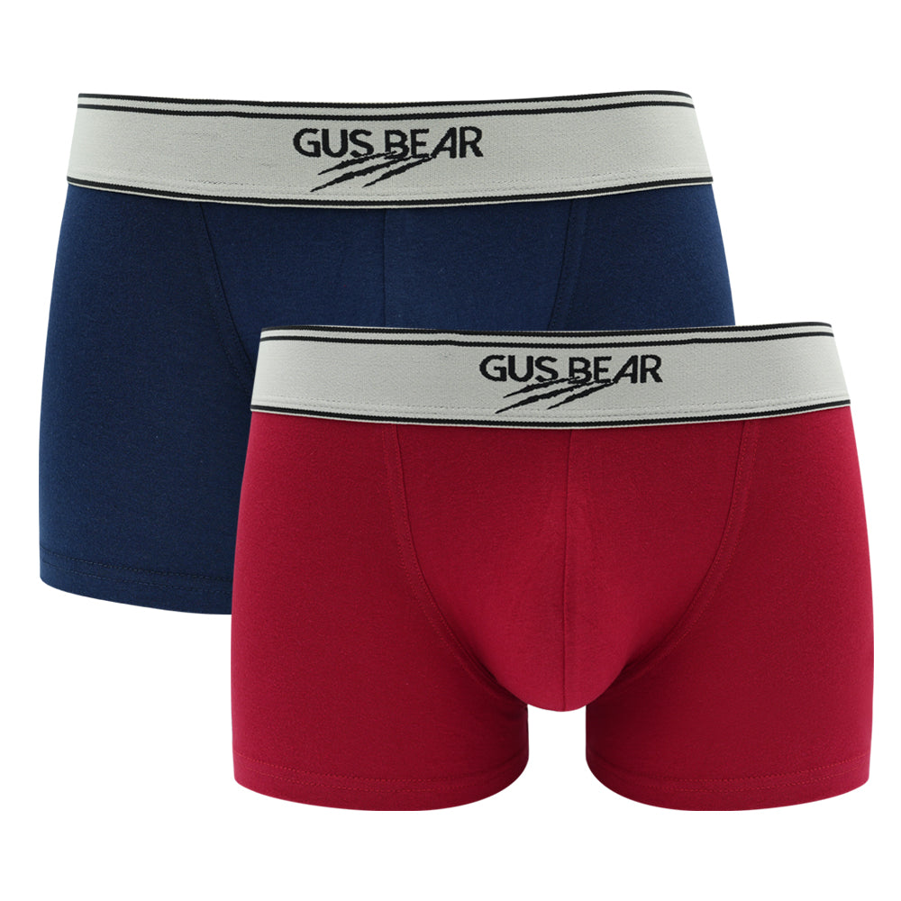 (Bundle of 2) GUS BEAR Cotton Trunks (2-pc pack) - Navy/Red