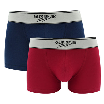 (Bundle of 2) GUS BEAR Cotton Trunks (2-pc pack) - Navy/Red
