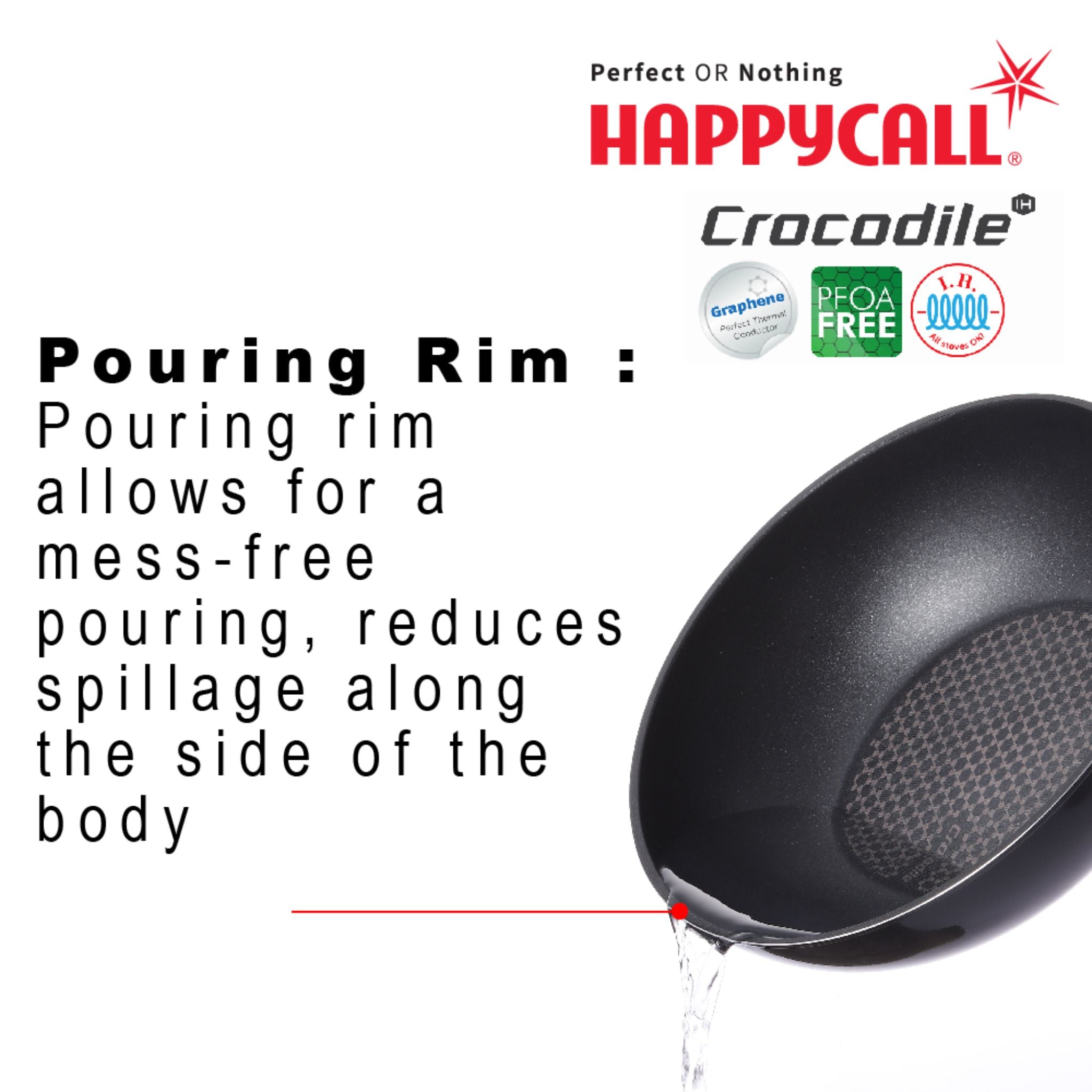 HAPPYCALL Crocodile 24cm Graphene Wok Pan (Induction Compatible) -  (HEA-3001-0640)