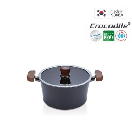 HAPPYCALL Crocodile 24cm Stock Pot (Induction Compatible) - Black (HEA-3003-1302)