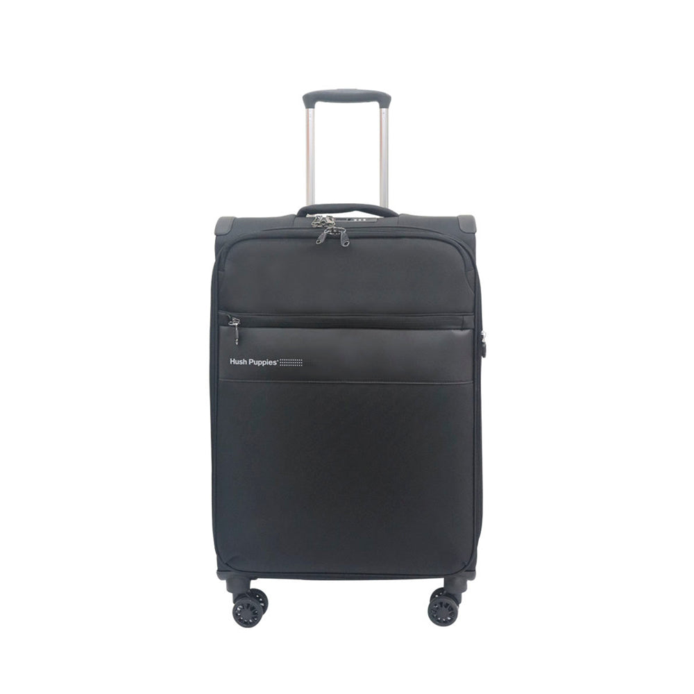 Hush Puppies HP69-3147 24" Soft Case Spinner Luggage - Expandable, Anti-Theft Zipper, TSA Lock - Black