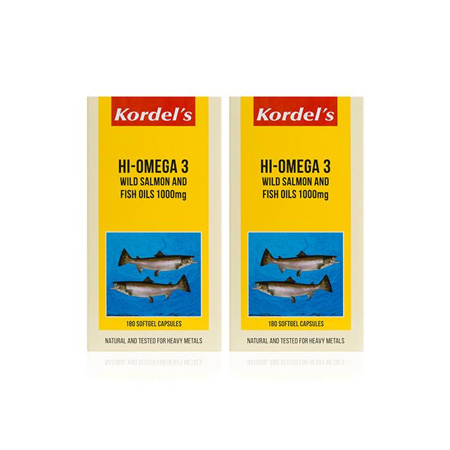 Kordel's Hi-Omega 3 Wild Salmon + Fish Oils 1000mg Twinpack C180