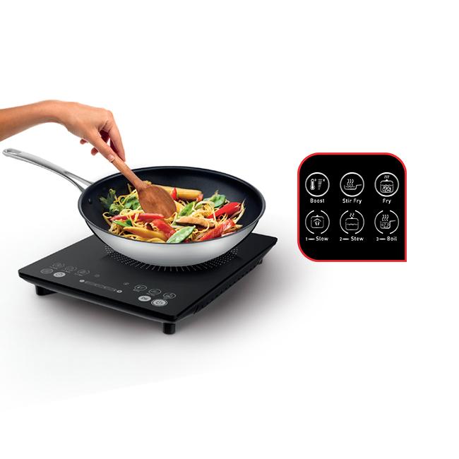 Tefal Everyday Slim Induction Hob (IH2108) + 24cm Stainless Steel Shallow Pan with Lid (IH2108+E30170)