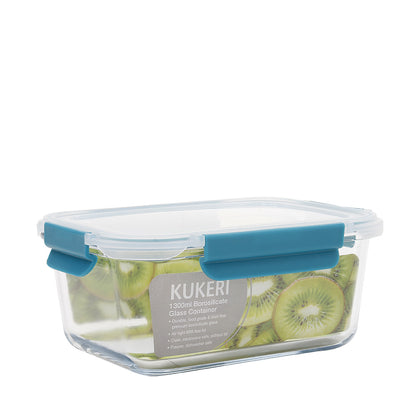 Kukeri 1300ml Borosilicate Glass Container - Teal