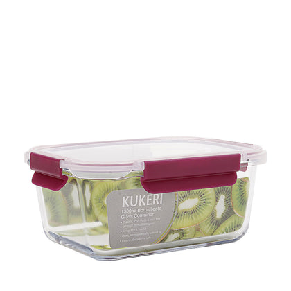 Kukeri 1300ml Borosilicate Glass Container - Maroon