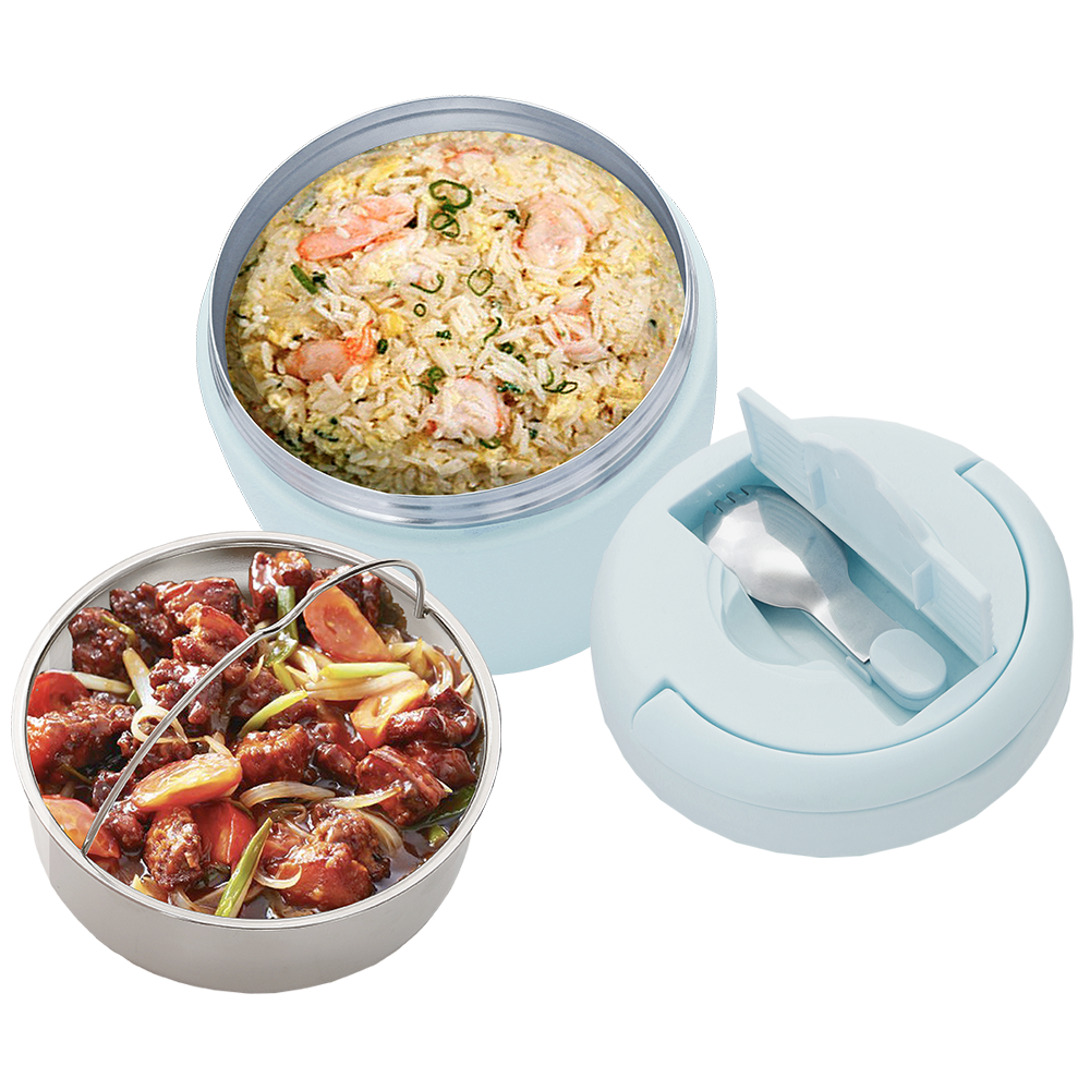 Kukeri Vacuum Insulated Food Carrier Container Jar with Insert and Spoon 970ml - Pink