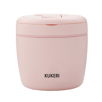 Kukeri Vacuum Insulated Food Carrier Container Jar with Insert and Spoon 970ml - Pink