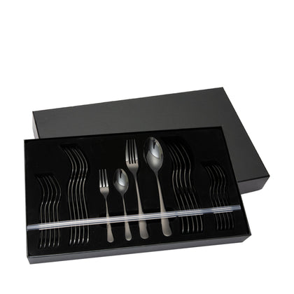 La gourmet Milan 24pcs Stainless Steel Cutlery Set - Black (LGKC396112)