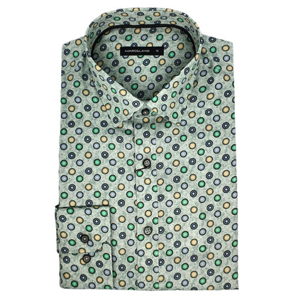 Marcelano Long Sleeved Sateen Weave Digital Printed Shirt - Green