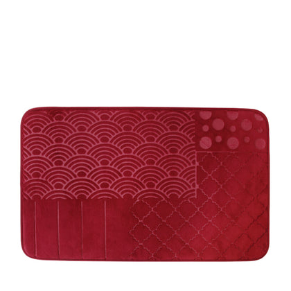 Smart Living Memory Foam Bath Mat 50x80cm (With Design) - Maroon