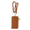 Mel&Co Saffiano-Effect Zip-Up Lanyard Card Holder Tan