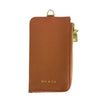 Mel&Co Saffiano-Effect Zip-Up Lanyard Card Holder Tan