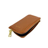 Mel&Co Saffiano-Effect Zip-Up Lanyard Card Holder Tan