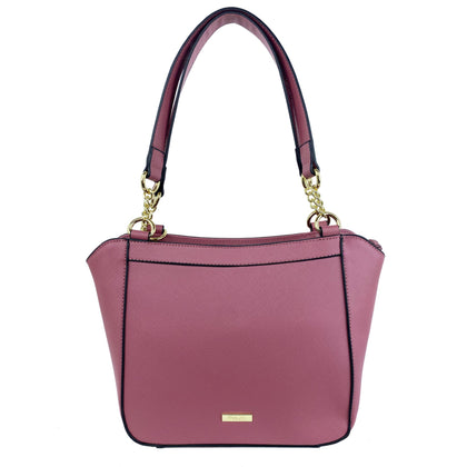 Mel&Co Saffiano Leatherette Double Handle With Chain Detail Rose