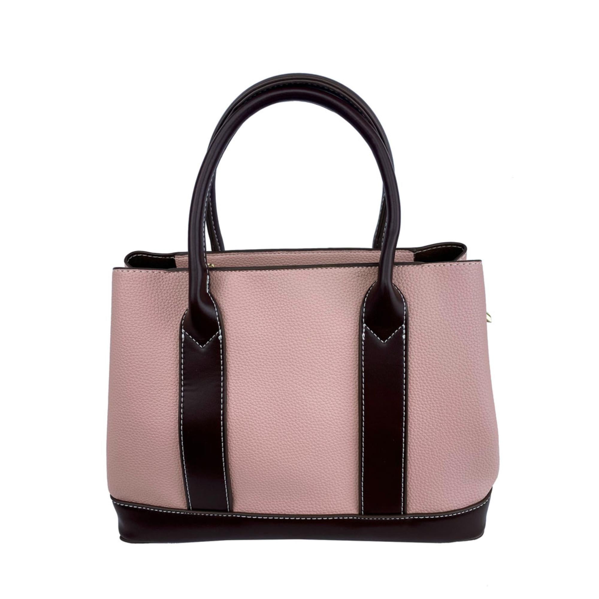 Mel&Co Pebbled Contrast Satchel Bag Pink