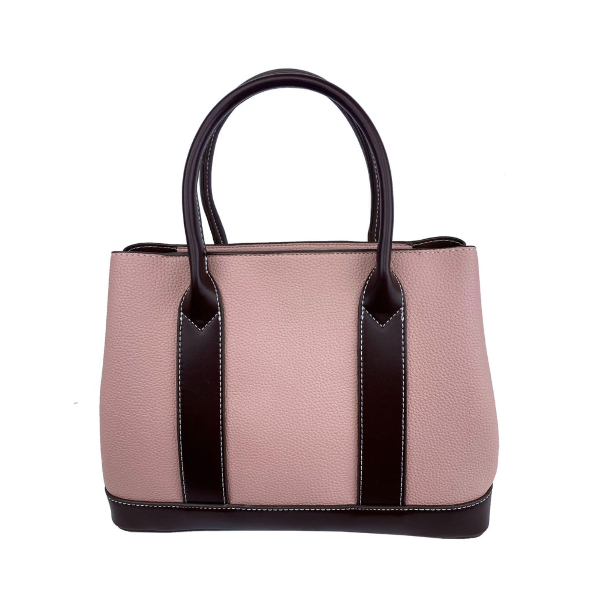 Mel&Co Pebbled Contrast Satchel Bag Pink