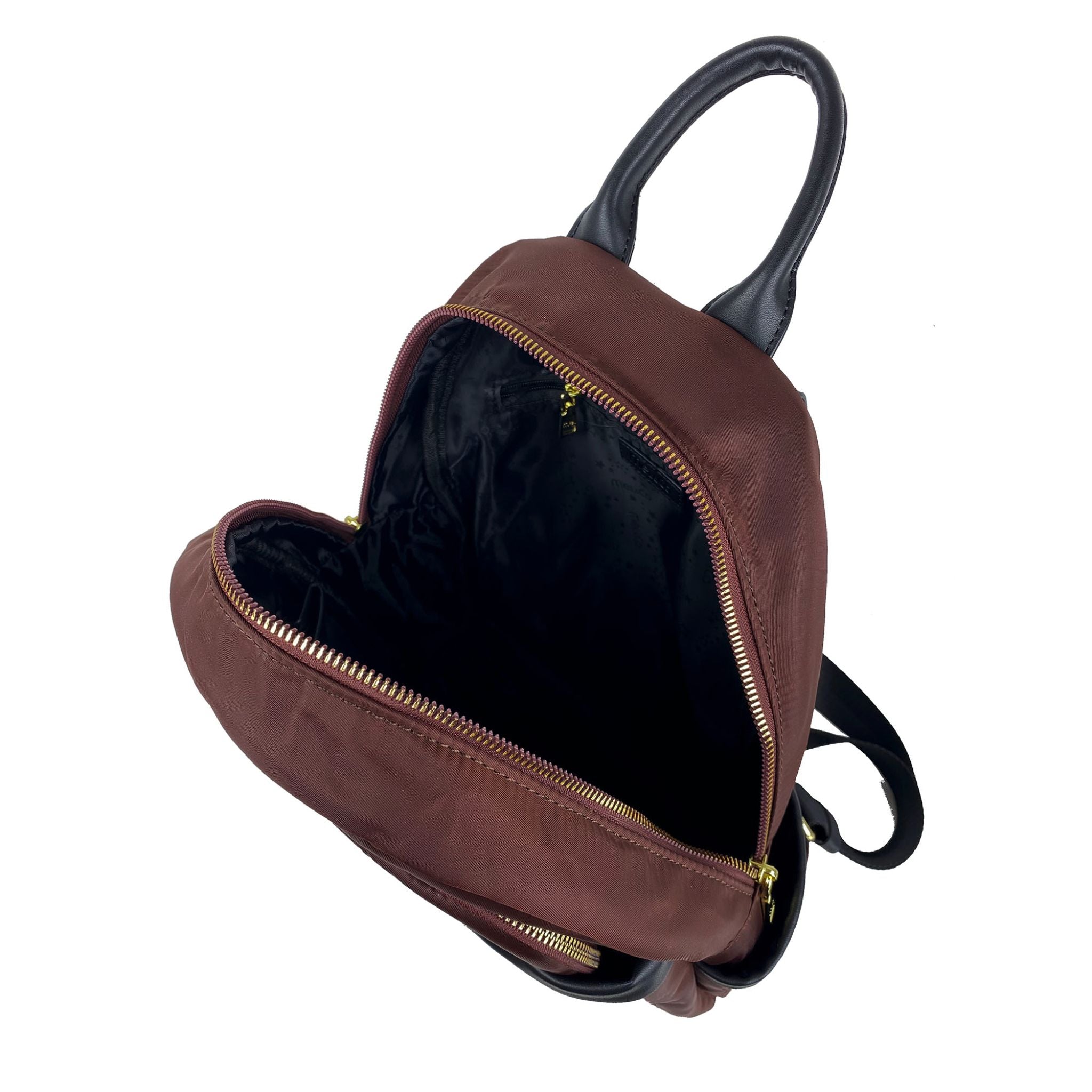 Mel&Co Nylon Backpack With Leather Trims - Reddish Brown