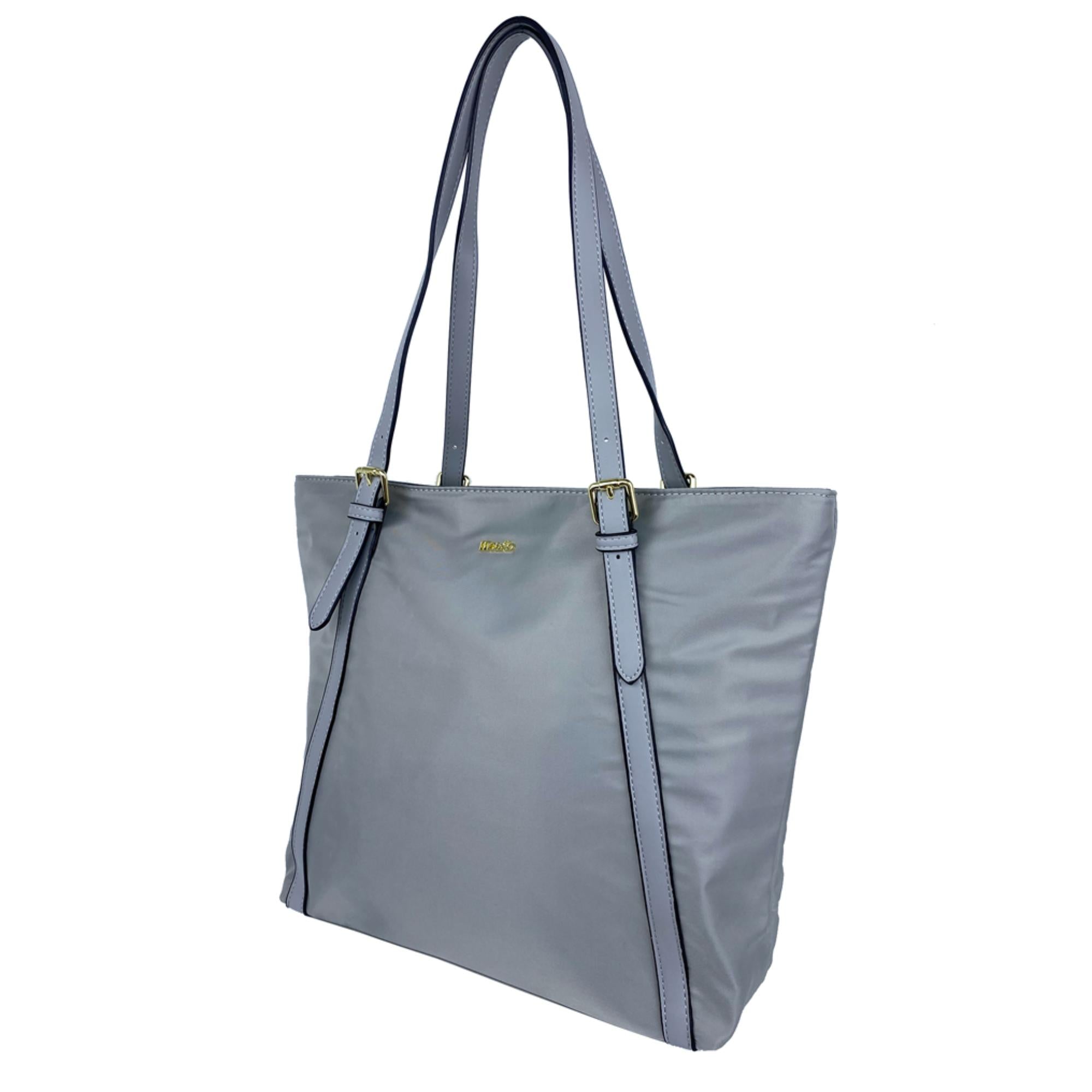 Mel&Co Nylon Double Handle Tote Bag Light Grey