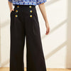 JA.SOCHA Mila Button Front Wide Leg Pants In Peony Navy